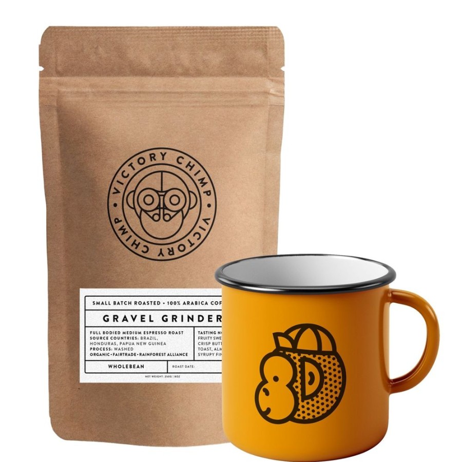 For The Home Victory Chimp | Victory Chimp Coffee + Enamel Mug Bundle (Gravel Grinder Blend)