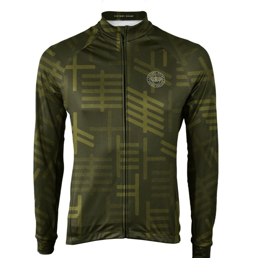 Men'S Victory Chimp Jerseys | Ogham Olive Men'S Long Sleeve Thermal Jersey