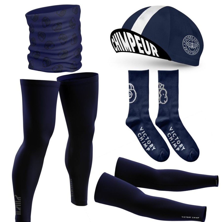 Men'S Victory Chimp Arm & Leg Warmers | Signature Autumn Essentials Bundle (Navy)