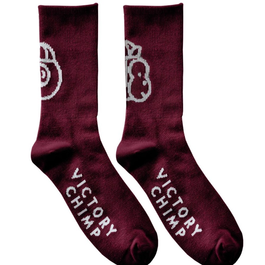 Men'S Victory Chimp Socks | Signature Chimpeur High Top Socks (Burgundy)