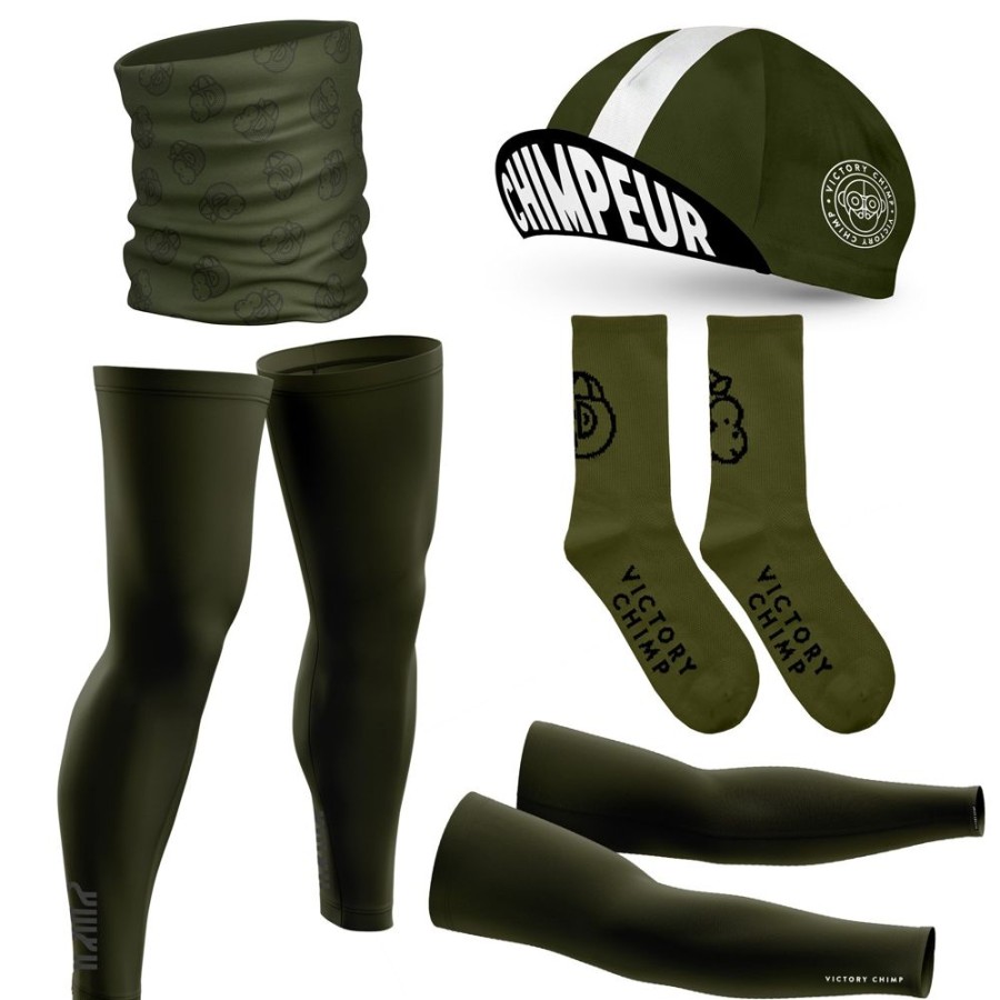 Men'S Victory Chimp Arm & Leg Warmers | Signature Autumn Essentials Bundle (Olive)