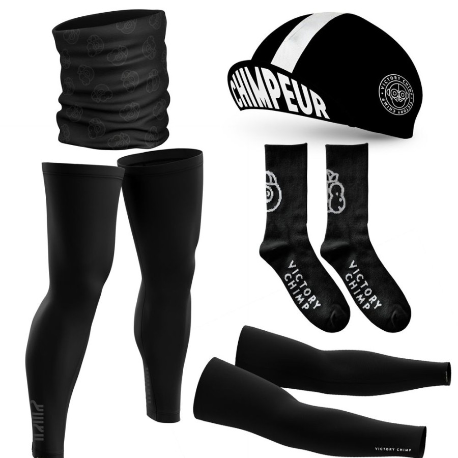 Men'S Victory Chimp Arm & Leg Warmers | Signature Autumn Essentials Bundle (Black)